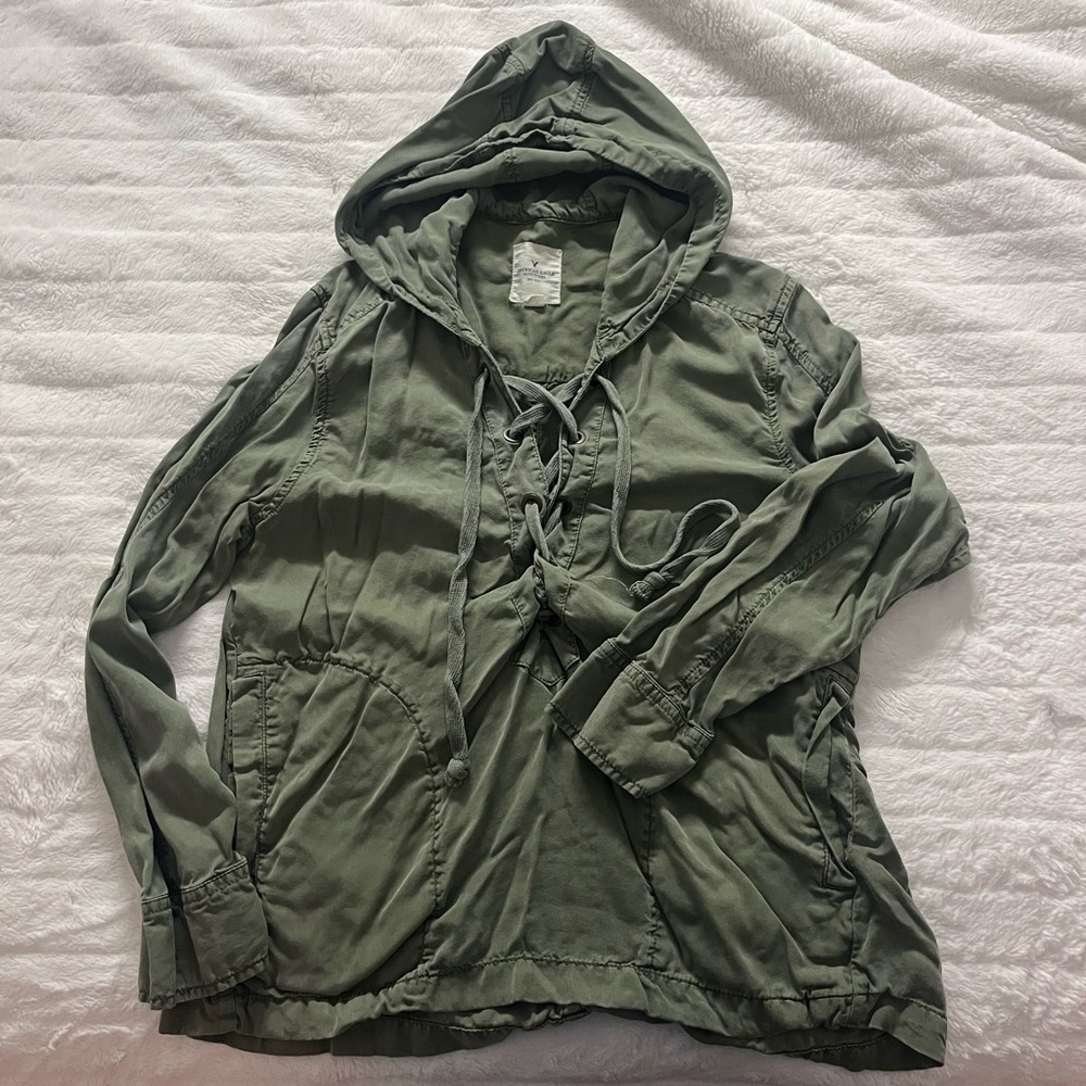 American Eagle Outfitters Sage Green Lace Up Hoodie